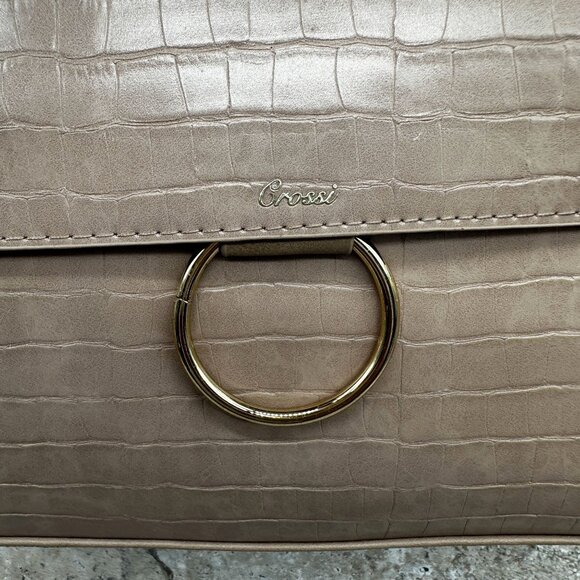 Crossi New York Shoulder Handbag Womens Taupe Crossbody Inner Pockets NWT - Picture 4 of 12
